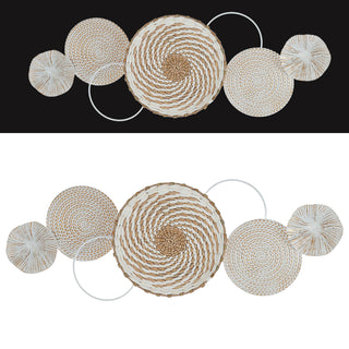 Wanddeko Metall Wandbild Wandskupltur 74x26x6cm Eisen Kreismotive Metalldekoration naturfarben