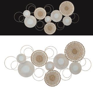 Wanddeko Metall 108x51x5,5cm Wandbild Wandskupltur Eisen Kreismotive Metalldekoration naturfarben