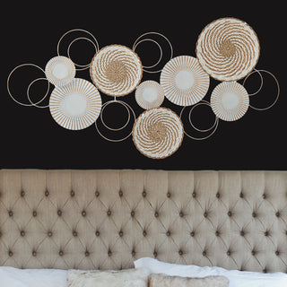 Wanddeko Metall 108x51x5,5cm Wandbild Wandskupltur Eisen Kreismotive Metalldekoration naturfarben