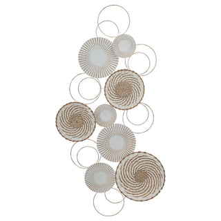 Wanddeko Metall 108x51x5,5cm Wandbild Wandskupltur Eisen Kreismotive Metalldekoration naturfarben