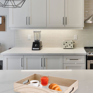 Serviertablett 3er Set 3 Größen Holz Paulownia Sperrholz Griffe Tablett Frühstückstablett Dekotablett