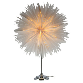 Tischleuchte Papierstern auf Fuß H60cm weiß Ein-und Ausschalter Eurostecker Dekolampe Leuchte