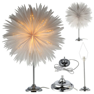 Tischleuchte Papierstern auf Fuß H60cm weiß Ein-und Ausschalter Eurostecker Dekolampe Leuchte