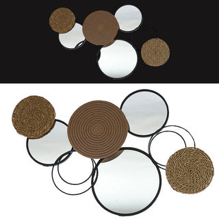 Wanddeko Metall 76x47x4cm schwarz gold Wandbild Wandskupltur Eisen Kreismotive Metalldekoration