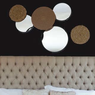 Wanddeko Metall 76x47x4cm schwarz gold Wandbild Wandskupltur Eisen Kreismotive Metalldekoration