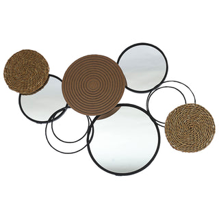 Wanddeko Metall 76x47x4cm schwarz gold Wandbild Wandskupltur Eisen Kreismotive Metalldekoration