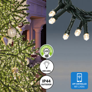 Lichterkette Outdoor 400 LEDs App steuerbar ca. 40m warmweiß Weihnachtsbeleuchtung Außenlichterkette Kette grün