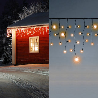 Lichterkette Eisregen 360 LEDs 12m 60 Stränge Timerfunktion transparent warmweiß Weihnachtsbeleuchtung Outdoorbeleuchtung Dekobeleuchtung