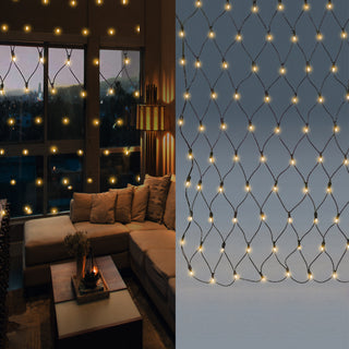 Lichternetz Lichterkette 200 LEDs 3x2m Timer transparent warmweiß Timerfunktion warmweiß Weihnachtsbeleuchtung Outdoorbeleuchtung Dekobeleuchtung