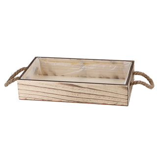 Pflanzkasten mit Henkel 4er Set geflammt Platanenholz Jute Folieninlay