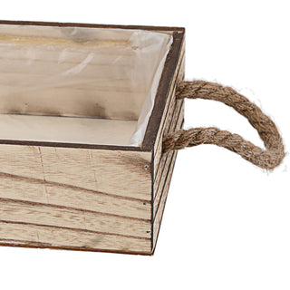 Pflanzkasten mit Henkel 4er Set geflammt Platanenholz Jute Folieninlay