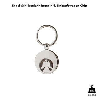 Schlüsselanhänger Schutzengel Einkaufswagenchip Metall Ø3,5cm herausnehmbar Engel Anhänger Einkaufs-Chip