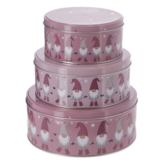 Gebäckdose Wichtel 3er Set rosa 3 Größen Weihnachtskekse Weihnachtsgebäck Keksdose Dose Weihnachtsdose