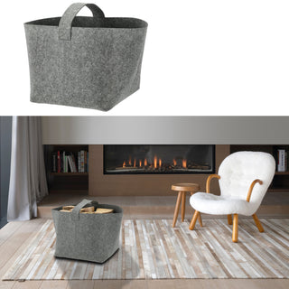 Filzkorb mit Henkel 36x36x34cm hell-/dunkelgrau Ordnungsbox Korb Filzkorb Aufbewahrung Henkelkorb