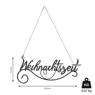 Türhänger Schriftzug ´Weihnachtszeit´ 26x11,5cm Eisen Juteseil Hänger Dekohänger Weichnachtdeko Adventsdeko