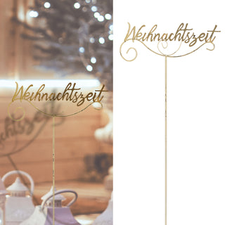 Gartenstecker "Weihnachtszeit" shabby gold H110cm Schriftzug Gartendekoration Beetstecker Weihnachtsdekoration