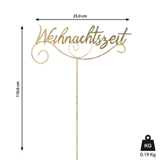 Gartenstecker "Weihnachtszeit" shabby gold H110cm Schriftzug Gartendekoration Beetstecker Weihnachtsdekoration