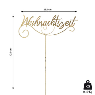 Gartenstecker "Weihnachtszeit" shabby gold H110cm Schriftzug Gartendekoration Beetstecker Weihnachtsdekoration