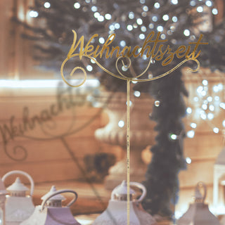 Gartenstecker "Weihnachtszeit" shabby gold H110cm Schriftzug Gartendekoration Beetstecker Weihnachtsdekoration