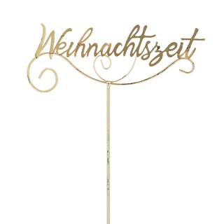 Gartenstecker "Weihnachtszeit" shabby gold H110cm Schriftzug Gartendekoration Beetstecker Weihnachtsdekoration