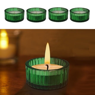 4x Teelichthalter Glas Farbwahl Ø5x3cm Teelichtglas Kerzenglas Windlicht Glasgefäß Tischdekoration Kerze Adventsdeko Teelichthalterung