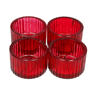 4x Teelichthalter Glas Farbwahl Ø5x3cm Teelichtglas Kerzenglas Windlicht Glasgefäß Tischdekoration Kerze Adventsdeko Teelichthalterung