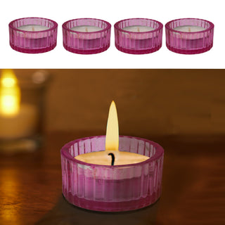 4x Teelichthalter Glas Farbwahl Ø5x3cm Teelichtglas Kerzenglas Windlicht Glasgefäß Tischdekoration Kerze Adventsdeko Teelichthalterung