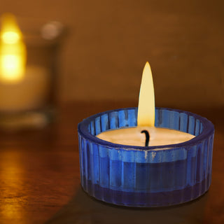 4x Teelichthalter Glas Farbwahl Ø5x3cm Teelichtglas Kerzenglas Windlicht Glasgefäß Tischdekoration Kerze Adventsdeko Teelichthalterung