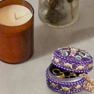 24x Schmuckdose Orient Ø:3,5/4,5cm Schmuckkästchen Dose Box Glitzer Schatulle bunt