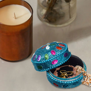 24x Schmuckdose Orient Ø:3,5/4,5cm Schmuckkästchen Dose Box Glitzer Schatulle bunt