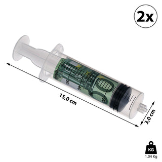 1/2x Finanzspritze 15x3cm Geldgeschenk Spritze Geld Verpackung Geldspritze Wunscherfüller