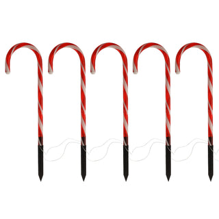 Lichterkette Zuckerstangen 5er Gartenstecker Timer 8 Leds H47cm Lichterkette Leuchtstangen Erdspieß