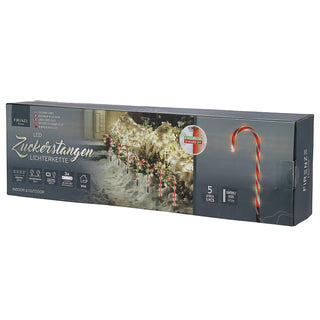 Lichterkette Zuckerstangen 5er Gartenstecker Timer 8 Leds H47cm Lichterkette Leuchtstangen Erdspieß