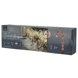 Lichterkette Zuckerstangen 5er Gartenstecker Timer 8 Leds H47cm Lichterkette Leuchtstangen Erdspieß