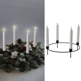 Stabkerzenhalter Adventskranz gold/schwarz Metall rund 32x8cm Kerzenhalter Weihnachtskranz Kranz Kerzen Advent