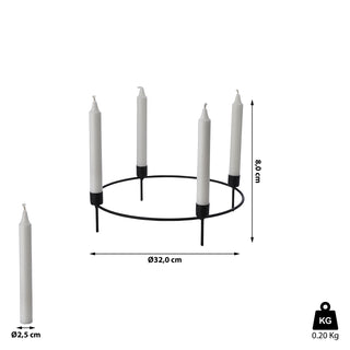 Stabkerzenhalter Adventskranz gold/schwarz Metall rund 32x8cm Kerzenhalter Weihnachtskranz Kranz Kerzen Advent