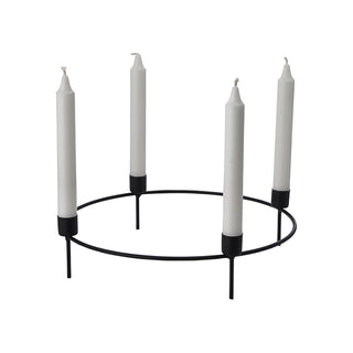 Stabkerzenhalter Adventskranz gold/schwarz Metall rund 32x8cm Kerzenhalter Weihnachtskranz Kranz Kerzen Advent