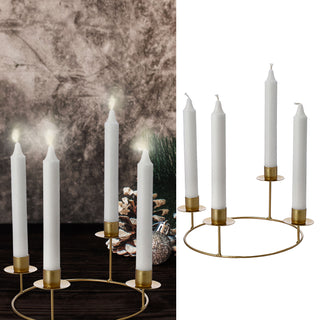 Stabkerzenhalter Adventskranz gold/schwarz Metall rund 32x8cm Kerzenhalter Weihnachtskranz Kranz Kerzen Advent