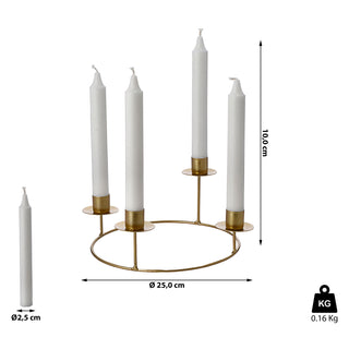 Stabkerzenhalter Adventskranz gold/schwarz Metall rund 32x8cm Kerzenhalter Weihnachtskranz Kranz Kerzen Advent