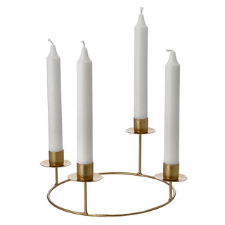 Stabkerzenhalter Adventskranz gold/schwarz Metall rund 32x8cm Kerzenhalter Weihnachtskranz Kranz Kerzen Advent