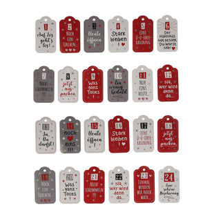 Adventskalender Anhänger-Set mit Sprüchen und Zahlen DIY Karten 4,5x8cm Papier 1-24 Weihnachten Adventszeit Kalender