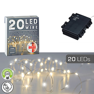 Lichterkette Outdoor 220cm 20 LED warmweiß Silberdraht batteriebetrieben Weihnachtsbeleuchtung Leuchtdraht