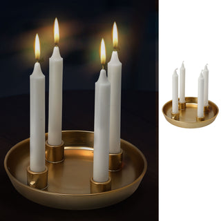 Kerzenteller Porzellan Stabkerzenhalter gold Ø23cm rund Kerzenhalter Weihnachtskranz Kranz Kerzen Advent