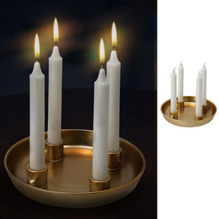 Kerzenteller Porzellan Stabkerzenhalter gold Ø23cm rund Kerzenhalter Weihnachtskranz Kranz Kerzen Advent