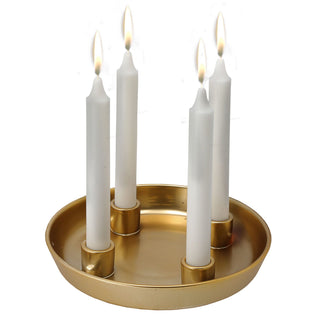 Kerzenteller Porzellan Stabkerzenhalter gold Ø23cm rund Kerzenhalter Weihnachtskranz Kranz Kerzen Advent