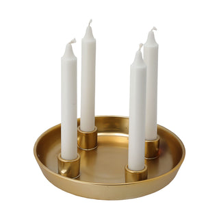Kerzenteller Porzellan Stabkerzenhalter gold Ø23cm rund Kerzenhalter Weihnachtskranz Kranz Kerzen Advent