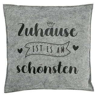 Kissen Filz 2er Set Spruch Zuhause hell-/dunkelgrau 38x38cm Kuschelkissen Sofakissen Dekokissen