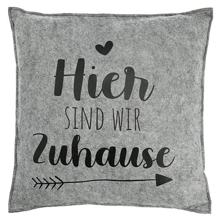 Kissen Filz 2er Set Spruch Zuhause hell-/dunkelgrau 38x38cm Kuschelkissen Sofakissen Dekokissen
