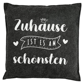 Kissen Filz 2er Set Spruch Zuhause hell-/dunkelgrau 38x38cm Kuschelkissen Sofakissen Dekokissen