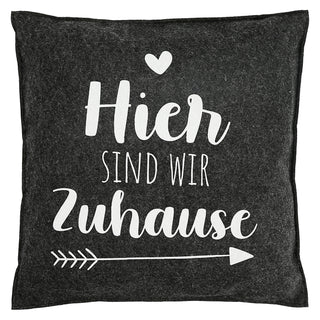 Kissen Filz 2er Set Spruch Zuhause hell-/dunkelgrau 38x38cm Kuschelkissen Sofakissen Dekokissen